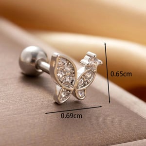 1 Piece Simple Series Classic Butterfly Copper Silver Color Zircon Women's Stud Earrings h5 